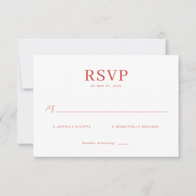 Tarjeta de RSVP Roja Sofisticada (Anverso)