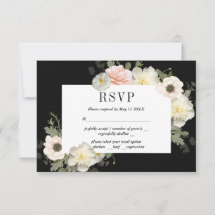 Tarjeta de RSVP Romántica de Peonías y Anémonas