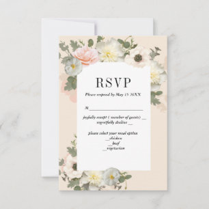 Tarjeta de RSVP Romántica de Peonías y Anémonas Ro
