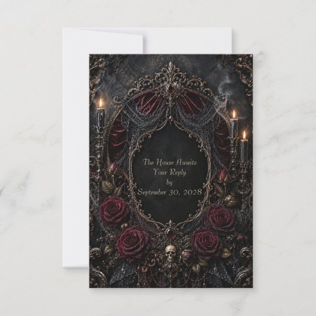 Tarjeta de RSVP Romántica Gótica (Anverso)