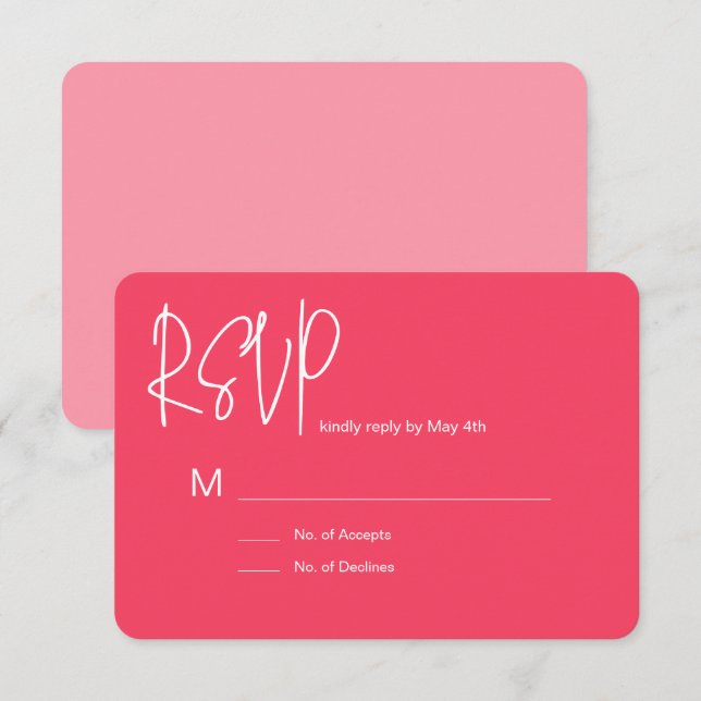 Tarjeta de RSVP rosa (Anverso / Reverso)