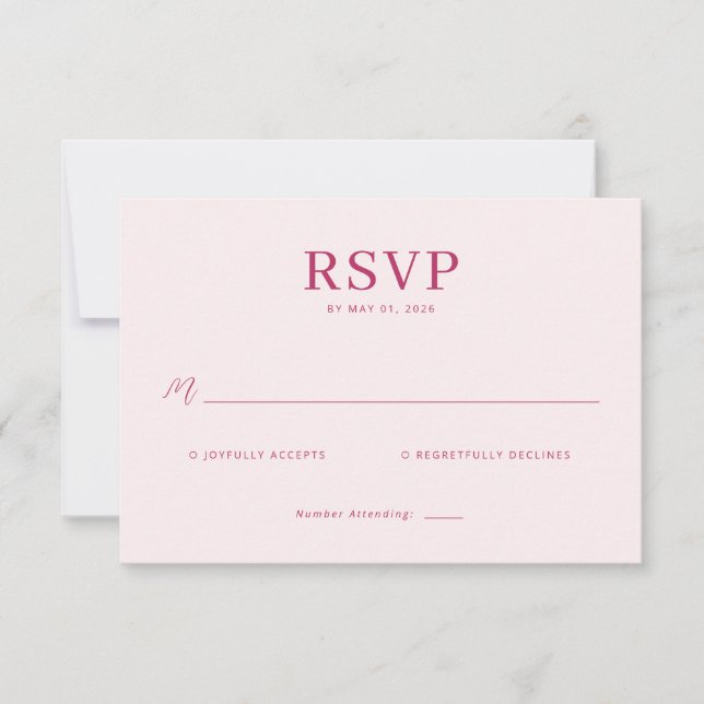 Tarjeta de RSVP Rosa Elegante (Anverso)
