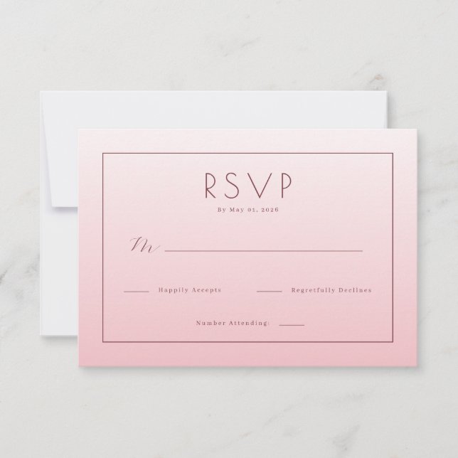 Tarjeta de RSVP Rosa Elegante (Anverso)