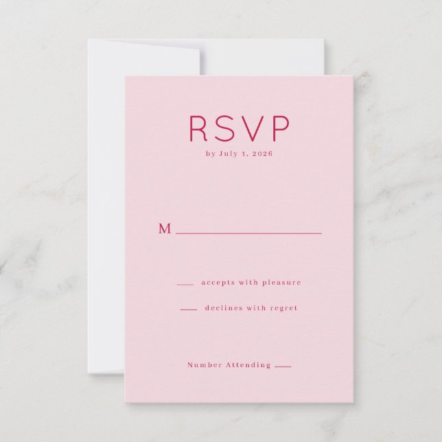 Tarjeta de RSVP Rosa Elegante (Anverso)
