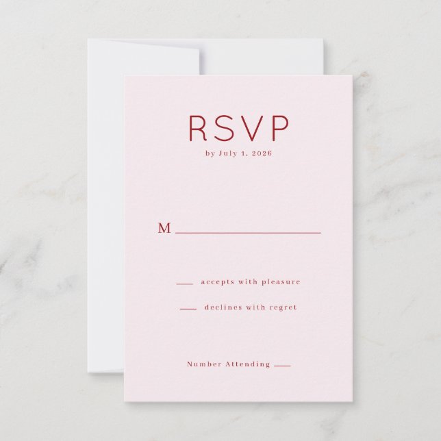 Tarjeta de RSVP Rosa Elegante (Anverso)