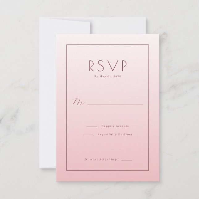 Tarjeta de RSVP Rosa Elegante (Anverso)