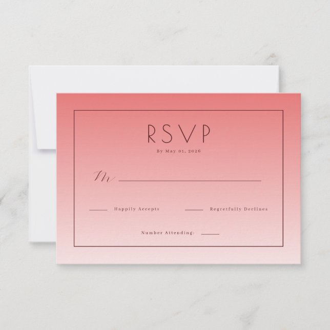 Tarjeta de RSVP Rosa Elegante (Anverso)