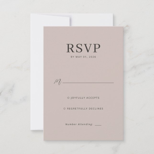 Tarjeta de RSVP Rosa Elegante (Anverso)