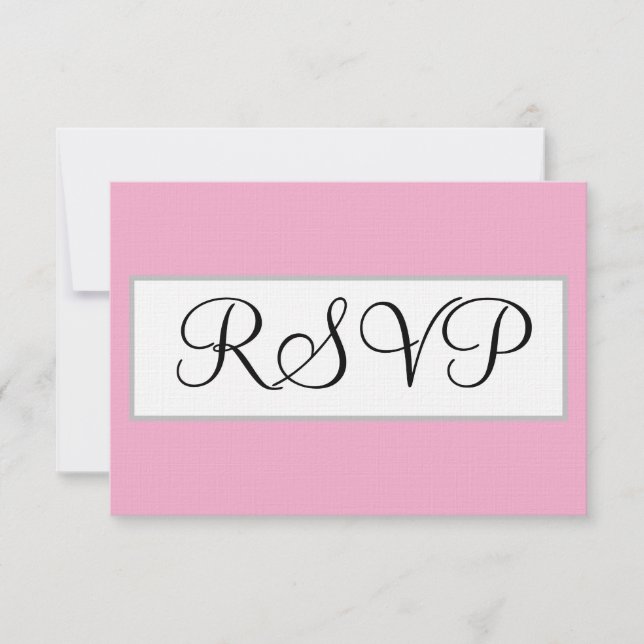 Tarjeta de RSVP rosa pastel plateado para boda (Anverso)