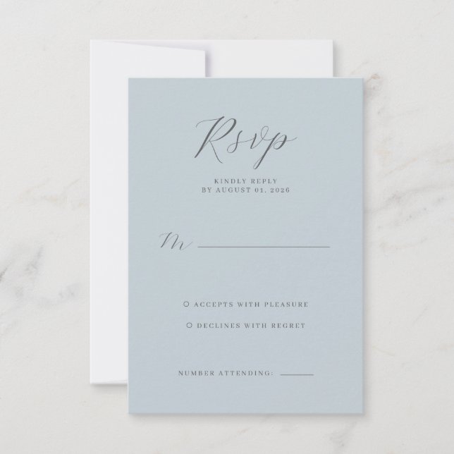 Tarjeta de RSVP Sereno Azul (Anverso)