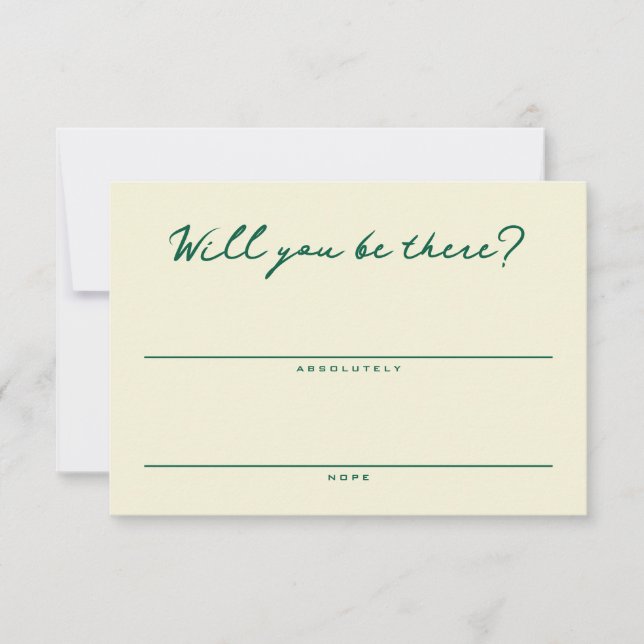 Tarjeta de RSVP simple amarilla y verde (Anverso)