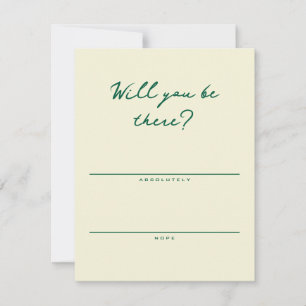 Tarjeta de RSVP simple amarilla y verde