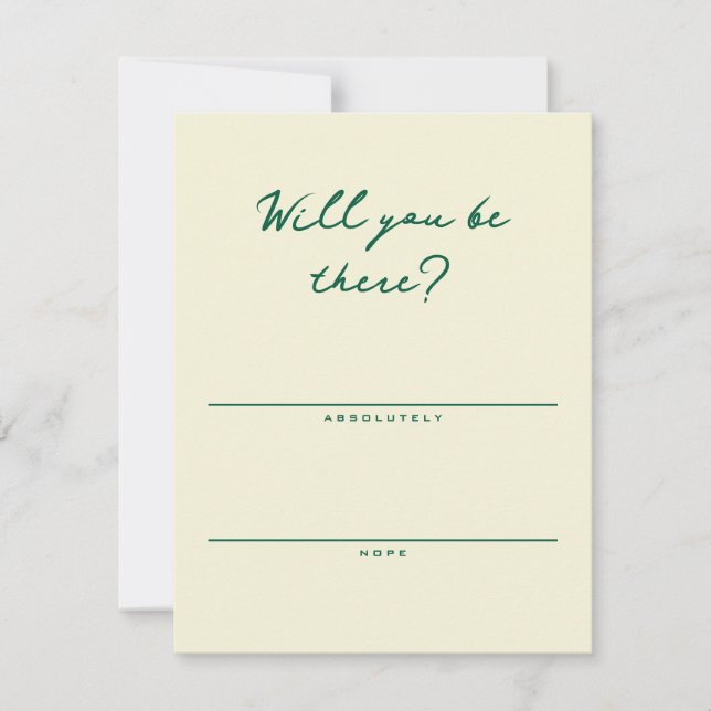 Tarjeta de RSVP simple amarilla y verde (Anverso)