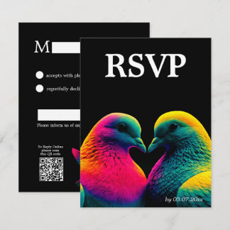 🌈 Tarjeta de RSVP simple con código QR Palomas d