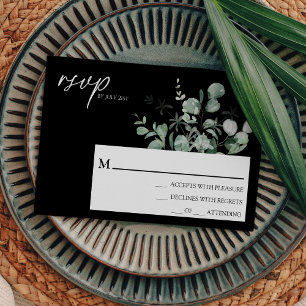 Tarjeta de RSVP simple de boda con vegetación mode