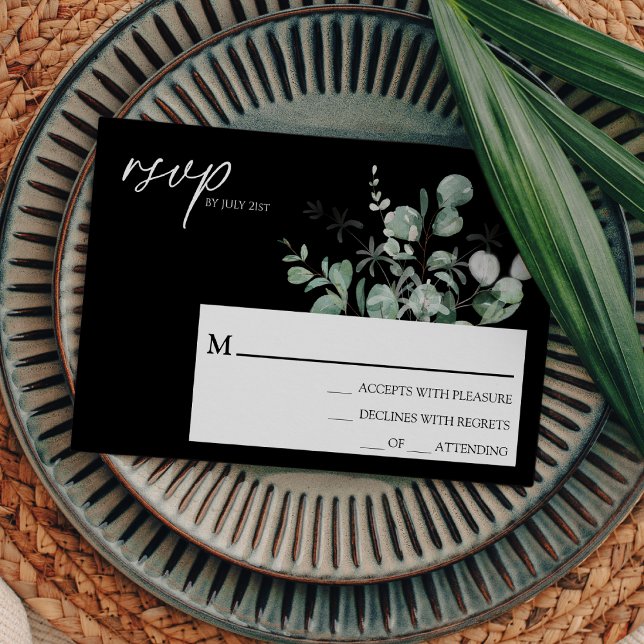 Tarjeta de RSVP simple de boda con vegetación mode (Subido por el creador)
