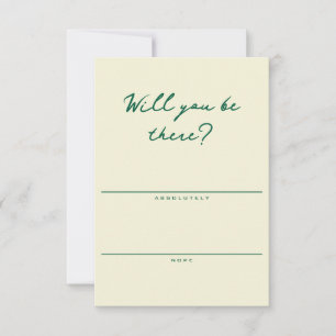 Tarjeta de RSVP simple de color amarillo y verde