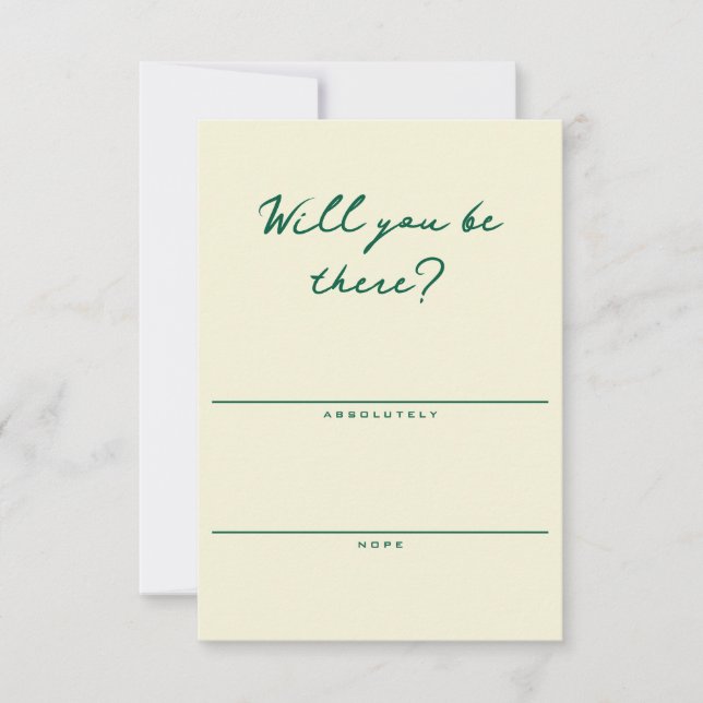 Tarjeta de RSVP simple de color amarillo y verde (Anverso)