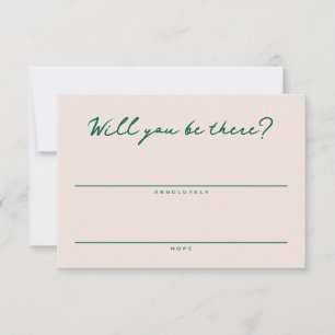 Tarjeta de RSVP simple rosa y verde