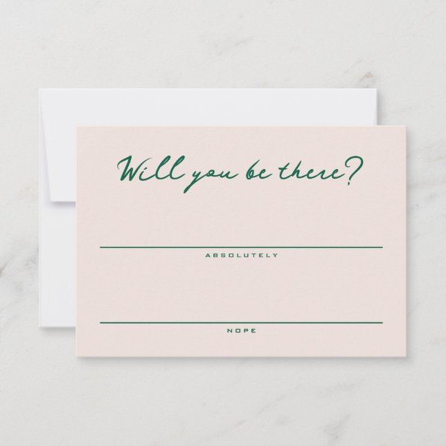 Tarjeta de RSVP simple rosa y verde (Anverso)