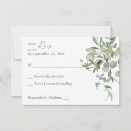 Tarjeta de RSVP sin comida dúo de verde eucalipto 