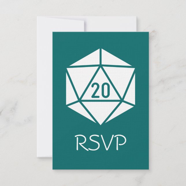Tarjeta de RSVP Tabletop Chic en Verde Turquesa (Anverso)