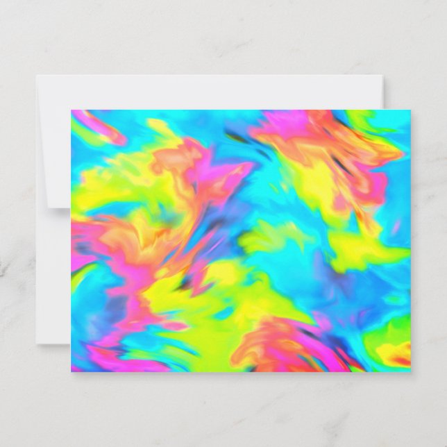 Tarjeta de RSVP Turquesa Azul Rosa Tinte Tie Dye (Reverso)