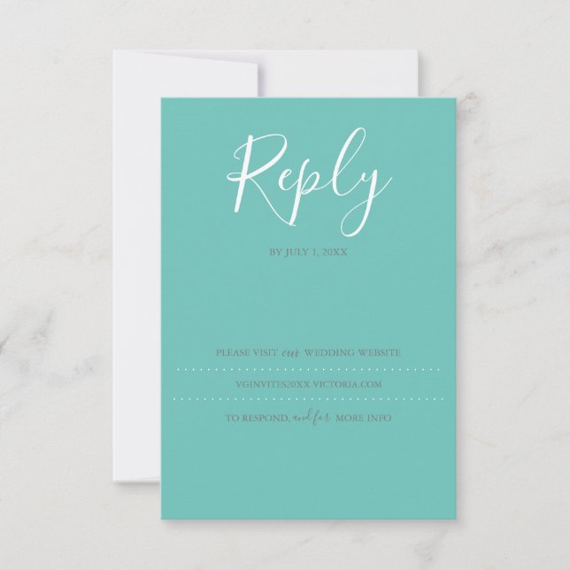 Tarjeta de RSVP Turquesa, Sitio web de la boda (Anverso)