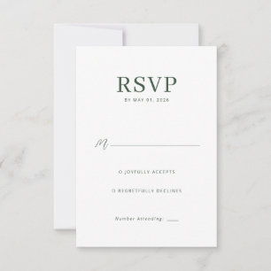 Tarjeta de RSVP Verde Elegante