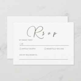 Tarjeta de RSVP Verde Mínimo Sage