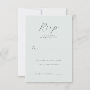 Tarjeta de RSVP verde pastel elegante