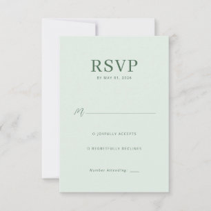 Tarjeta de RSVP verde pastel elegante