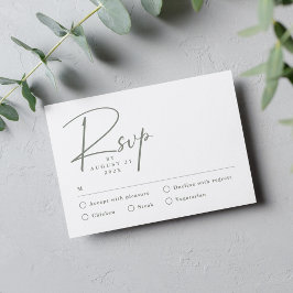Tarjeta de RSVP verde simple moderna