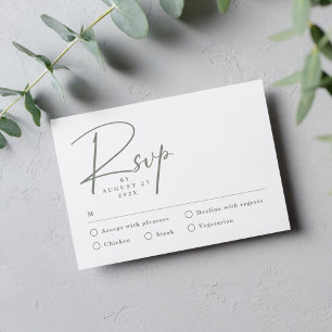 Tarjeta de RSVP verde simple moderna