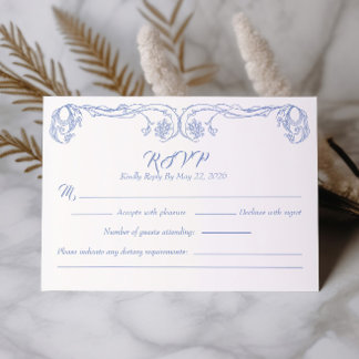 Tarjeta de RSVP Vintage Elegante – Filigrana de Ro