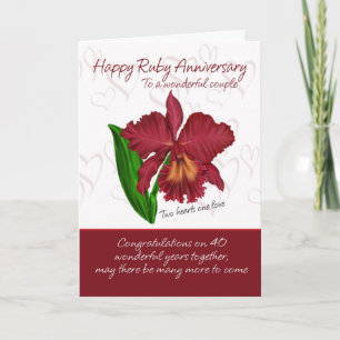 Tarjeta de rubíes del aniversario - 40.a tarjeta
