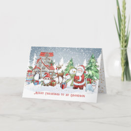 Tarjeta de Rudolph para Navidades de nietos Santa 