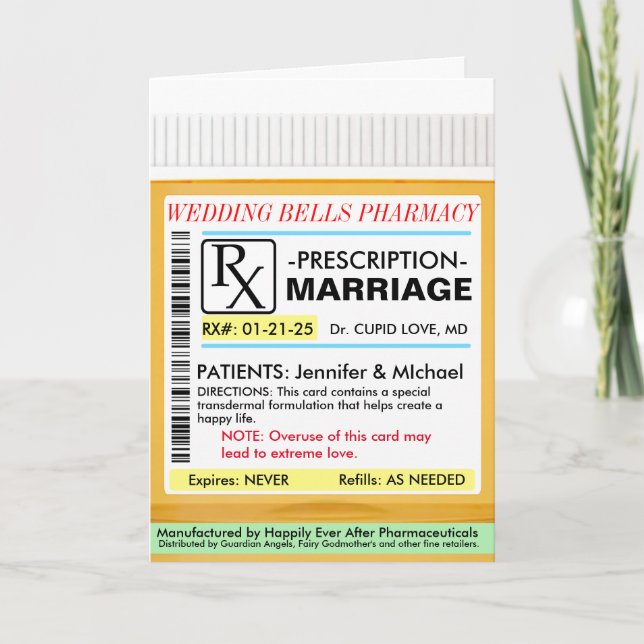 Tarjeta de RX Receta para Matrimonio (Anverso)