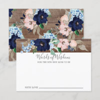 Tarjeta de saberes de Baby Shower Navy y Rubor