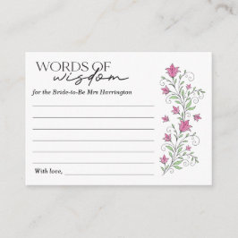 Tarjeta de sabiduría con las palabras de ducha de 