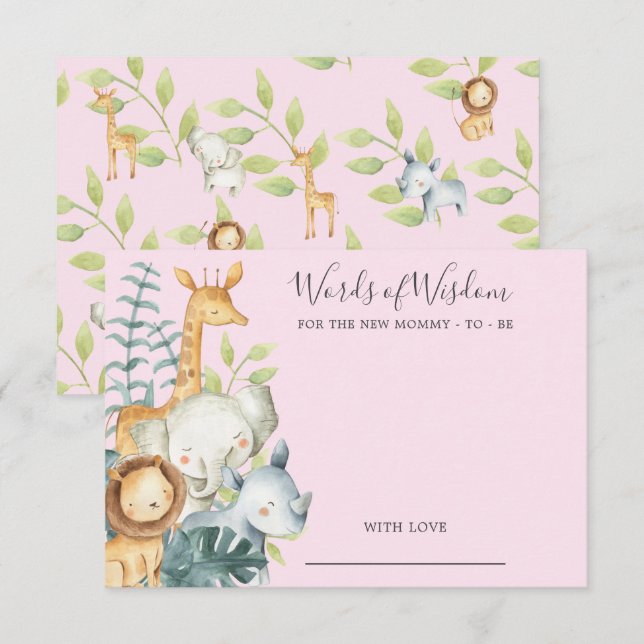 Tarjeta de sabiduría de Baby Shower para animales  (Anverso / Reverso)