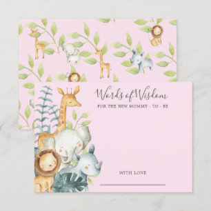 Tarjeta de sabiduría de Baby Shower para animales