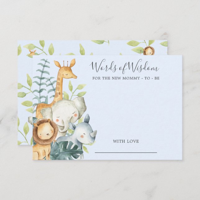 Tarjeta de sabiduría de Baby Shower para animales  (Anverso / Reverso)