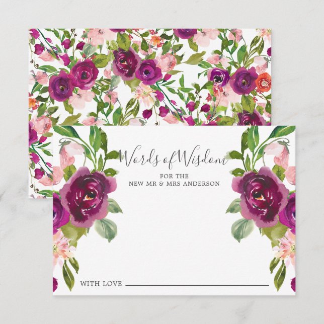 Tarjeta de sabiduría floral Rubor Pink & Marsala (Anverso / Reverso)