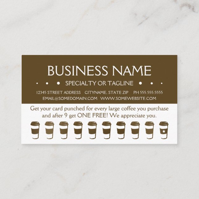 tarjeta de sacador de la lealtad de la taza de (Reverso)