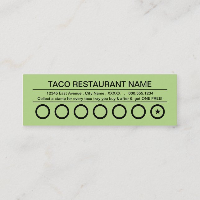 tarjeta de sacador de los rapidos del tacos (Reverso)