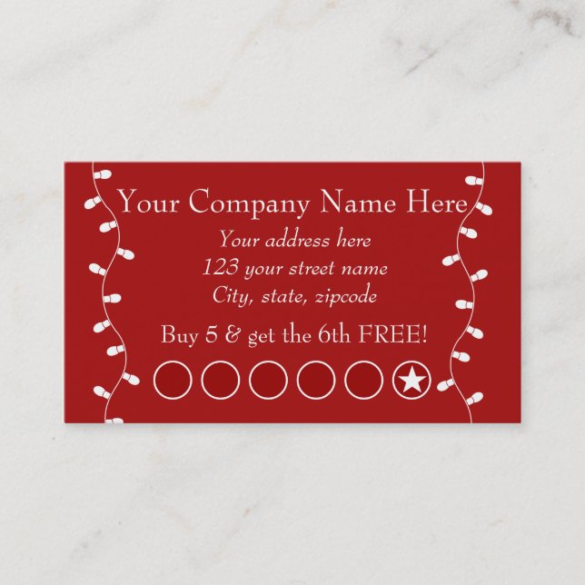 Tarjeta de sacador promocional del negocio festivo (Anverso)