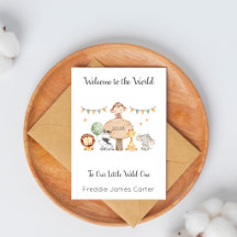 Tarjeta de Safari de Bienvenida al Mundo Niño