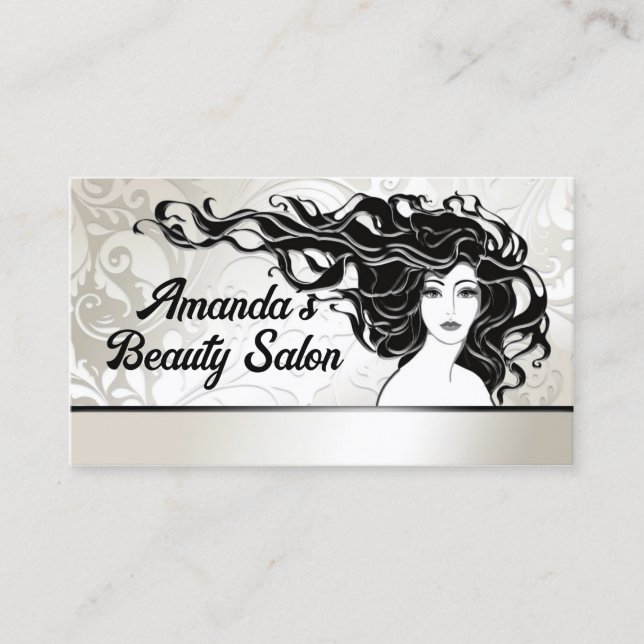 Tarjeta de salón de belleza para mujeres de pelo l (Anverso)