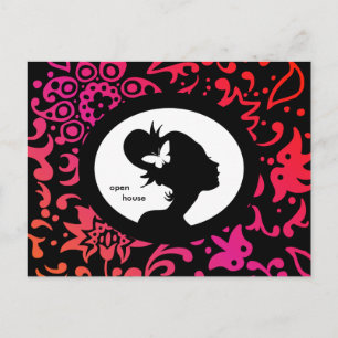 Tarjeta de salon Mariposa Mujer Silueta Colorida